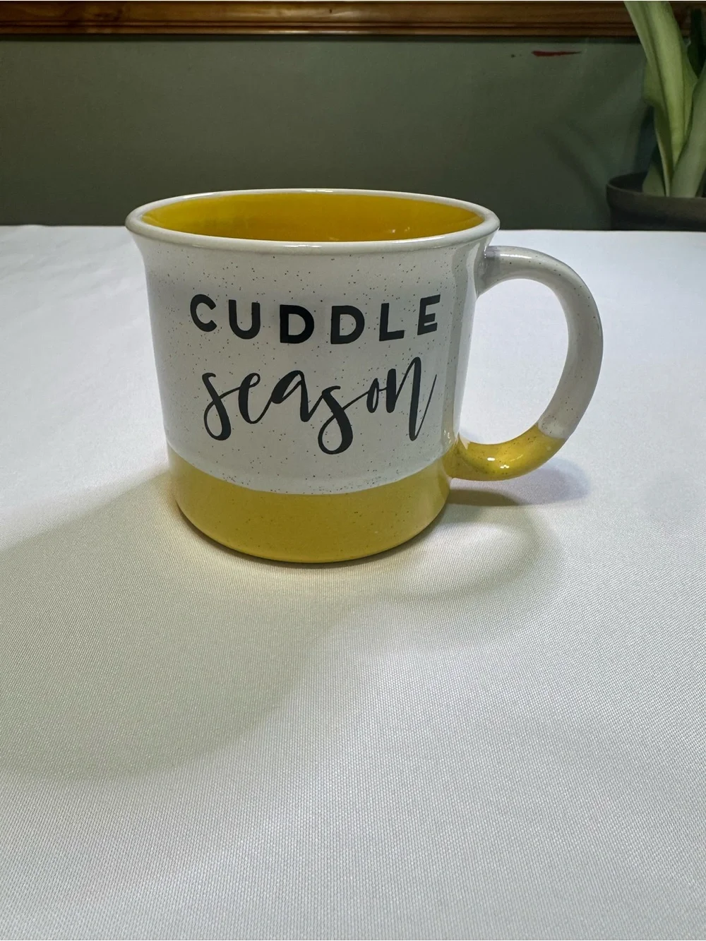 Cuddle Season Yellow Speckled Ceramic Coffee Mug - Cozy Ceramic Cup